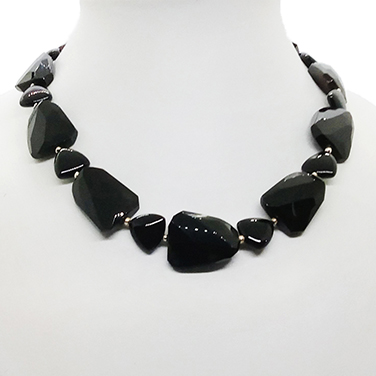 CP028 black onyx and agate necklace