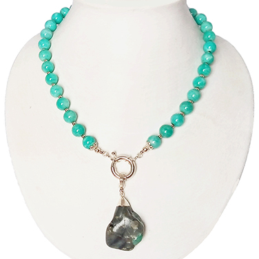 CP036A-CD russian amazonite necklace with emerald root pendant