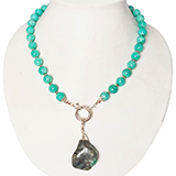 CP036A-CD russian amazonite necklace with emerald root pendant