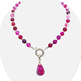 CP048-CD fuchsia agate necklace with crazy agate pendant