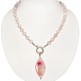 CP051-CD pink quartz necklace with pink agate pendant